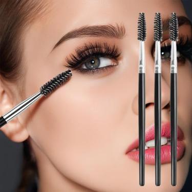 Imagem de 3 pincéis de sobrancelha de dupla finalidade para sobrancelhas, cabo fino, pincéis de maquiagem para olhos, cabeça dobrável, 14,5 cm