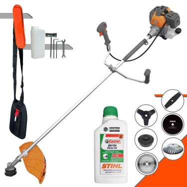 Imagem de Roçadeira Aparador de Grama À Gasolina Tekna RL430-P 43cc 1,7HP 10.000rpm Completo Com Kit 4 Lâminas + Carretel + Escova de Aço + ÓLEO STIHL 2T