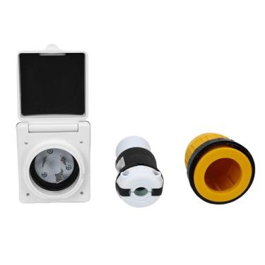 Imagem de AUNMAS Conector de Bloqueio de Caixa de Entrada de Energia 30A RV, Material de PVC, Alta Capacidade de Potência, Fácil Instalação, Kit Completo para Reboques RV, Barcos