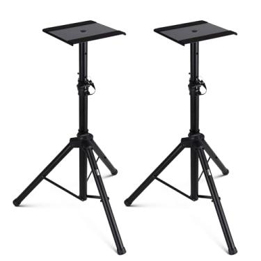 Imagem de Kit 2 Suportes Monitor de Áudio Pyle para Estúdio e Home Theater, Tripé com Bandeja Ajustável, Altura 86-134cm, Metal, PSTND32
