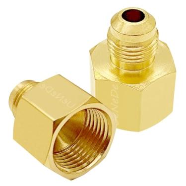 Imagem de Uenede 2 peças acoplador de latão 5/20.3 cm alargador fêmea para tubo de 3/20.3 cm flare macho adaptador de gás bicos acessórios de tubulação conectores de mangueira