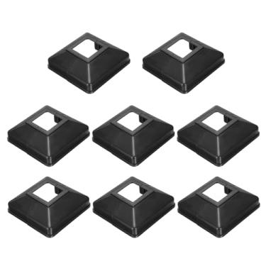 Imagem de PATIKIL Pacote com 8 saias de poste de cerca, 3 x 3 cm quadrado estilo dividido deck cobertura base flange plástico sapato de base para trilhos cerca escada trilhos varanda pátios, preto