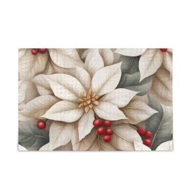 Imagem de WELLDAY Quebra-cabeça flores de Natal 1000 peças grande jogo de arte para adultos adolescentes