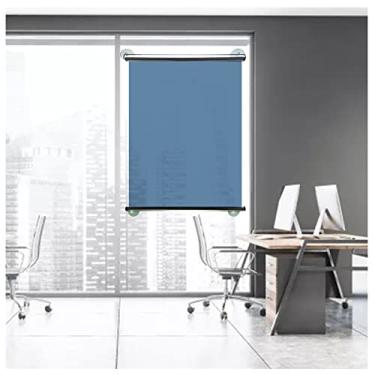 Imagem de uhyOHF Sombra de rolo com ventosas azuis para escritório, espelho unidirecional e transparente, proteção solar persiana, 33.0 cm/43.2 cm/53.3 cm/63.5 cm/73.7 cm/82.8 cm/93.0 cm/102.9 cm de largura