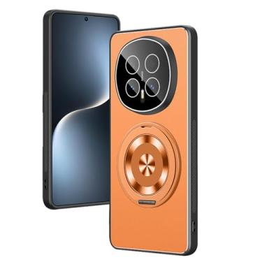 Imagem de LYJSMGZ Capa magnética para Huawei Honor Magic 8 Pro/Magic 8, proteção de lente de metal com rotação de 360°, capa com suporte à prova de choque, fosco, antiimpressões digitais, laranja, Majic 8