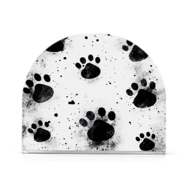 Imagem de Wassud Porta-guardanapos de acrílico preto com estampa de pata, dispensador moderno de guardanapo de papel em forma de U para mesa, cozinha, sala de jantar, bancada 1 peça (comporta 50-60 guardanapos)