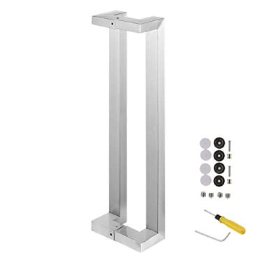 Imagem de FAFACAI Puxador de porta longo retangular industrial portão frontal adegas de vinho maçaneta de porta deslizante com encaixe de instalação (prata 43 cm/16,9) (prata 43 cm/16,9) (prata 43 cm/16,9)