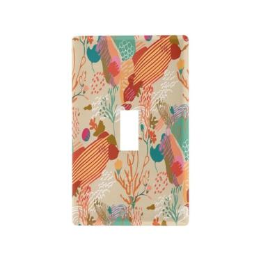 Imagem de Wassud Formas abstratas flores interruptor de luz placa decorativa capa de tomada placa de parede para tomadas elétricas interruptor único 4,53 x 2,76 polegadas
