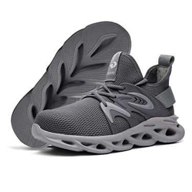 Imagem de DRKA Calçados masculinos indestrutíveis respiráveis, sapatos de aço para homens, sapatos de trabalho leves para homens com suporte de arco, tênis de segurança masculino de aço Kevlar confortável, 2034grey1, 12
