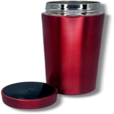Imagem de Garrafa termica portatil, display digital de temperatura, agua e liquido, vermelha, eficiente, compacta, 500ml, segura