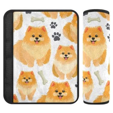 Imagem de Burbuja Capa para cinto de segurança de carro Pomeranian Dogs Protetor de cinto de segurança macio confortável para alça de ombro de assento, 1 par pequeno