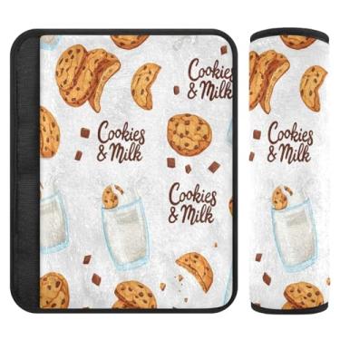 Imagem de Burbuja Capa para cinto de segurança de carro Chocolate Cookies Milk Protetor de cinto de segurança de carro macio confortável para alça de ombro de assento, 1 par pequeno