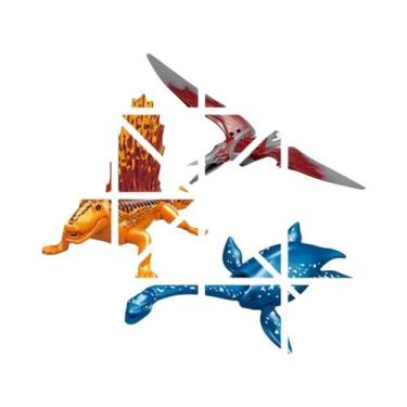 Imagem de Blocos De Montar De Dinossauros Jurássicos Velociraptor Triceratops T-