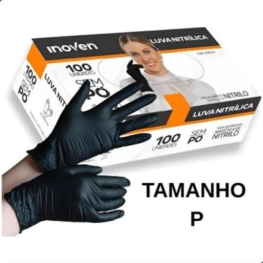 Imagem de Luva Nitrílica Descartável Pequena Preta Inoven CX 100un