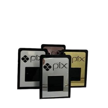 Imagem de Placa display pix para balcão em acrílico - Sericell, Preto e Prata, 1