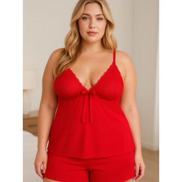 Imagem de Baby Doll Plus Size Espera Marido Short - c12 SIMONE, Vermelho, 46 M