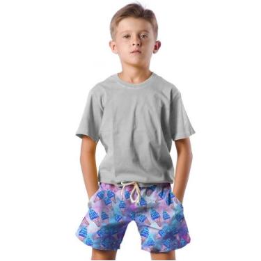 Imagem de Shorts Infantil Bermuda Calção Praia Verão Sorvete Casquinha Brilho Ra