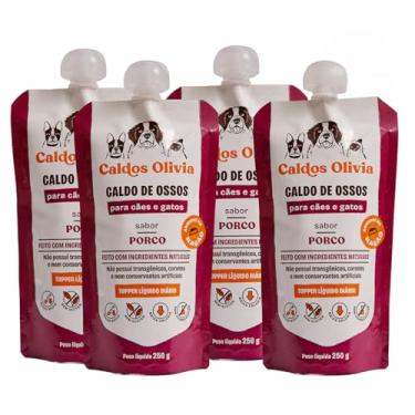 Imagem de Kit 4 Caldos de Ossos Para Cães e Gatos Sabor 250g, Sem Conservantes Artificiais, Caldos Olivia (Porco)