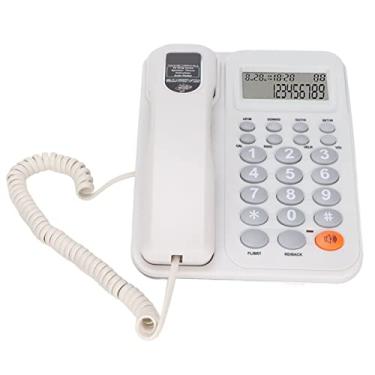 Imagem de Akozon Telefone de Mesa Com Fio KXT2027CID Com Volume Ajustável, Identificador de Chamadas, Semi-viva-voz e Telefone Fixo Fixo para Uso Em Escritório ou Hotel (Branco)