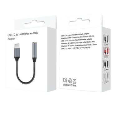Imagem de Adaptador de fone de ouvido USB tipo C para 3,5 mm, cabo conversor de áudio digital para telefones celulares Android