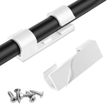 Imagem de GGFOXLEW Grampo de fio de acabamento de 35 peças, clipes de gerenciamento de cabos adesivos, suportes de fio de nylon para cabos, clipes de arame, clipe de cabo para carro, parede, embaixo da mesa