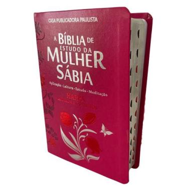 Imagem de Biblia da mulher sabia estudo meditação full color c/ harpa cristã c/í