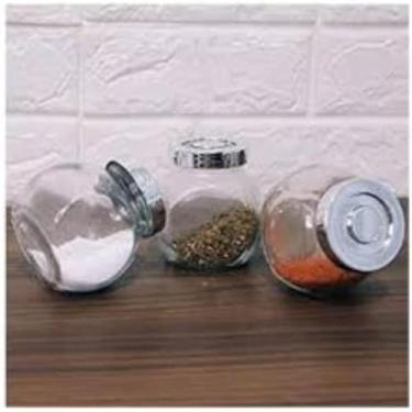 Imagem de Porta temperos de vidro, conjunto para cozinha com tampas, bonito.