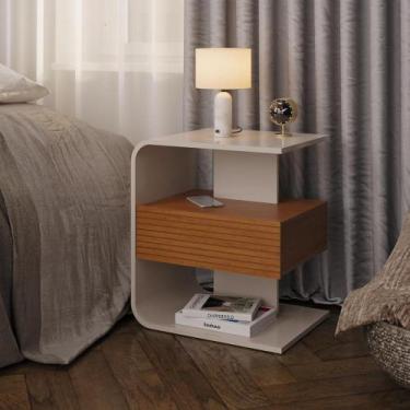 Imagem de Mesa de Cabeceira Celta em MDF 15mm com 1 Gaveta - ViaNossa, Off White