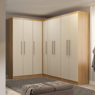 Imagem de Guarda Roupa Casal de Canto 166/240Cm 5 Peças MDP Carvalho
