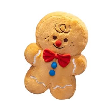 Imagem de XLWLLNJ Almofada decorativa em formato de boneco de gengibre, feita de pelúcia, com tema natalino criativo, perfeita para sofá e quarto.