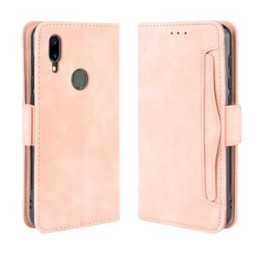 Imagem de Capa para UMIDIGI A3S,Retro magnético Flip Case,Design de carteira de couro PU com slots de cartão removíveis -Pink