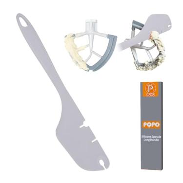 Imagem de Espátula de silicone de 30,5 cm, batedeira, raspador, compatível com acessórios de batedeira KitchenAid, funciona em batedores planos, batedores e ganchos de massa (cinza)
