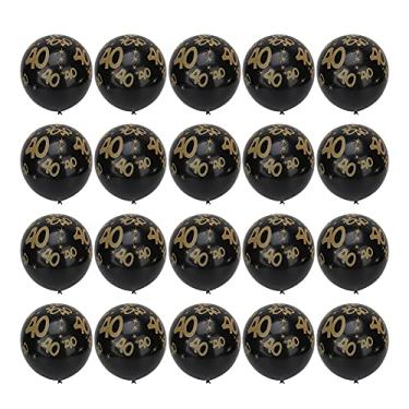Imagem de SIWOTED 20 peças de balões de látex de 12 polegadas, lembrancinhas para festa de aniversário de 40 anos de casamento (Preta)