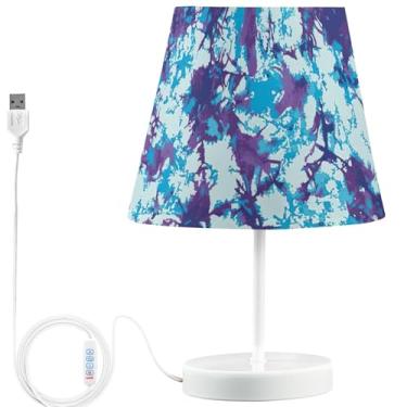 Imagem de TSENQUE Candeeiro de mesa de cabeceira USB personalizado engraçado animal regulável violeta azul tie dye mesa de cabeceira luz de cabeceira lâmpada quente que muda de cor única