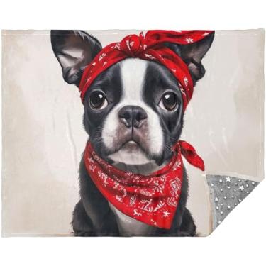 Imagem de Cobertores grandes personalizados de cachorro buldogue fofo para sofá presentes de viagem macios para decoração de adultos cobertor de carros 178 x 139 cm