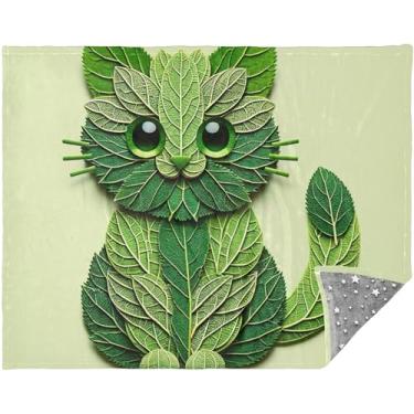 Imagem de TSENQUE Manta de Natal personalizada com folhas de cannabis de gato engraçadas para sofá de Natal para sofás 177,8 cm x 139,7 cm Cobertor de Natal cinza