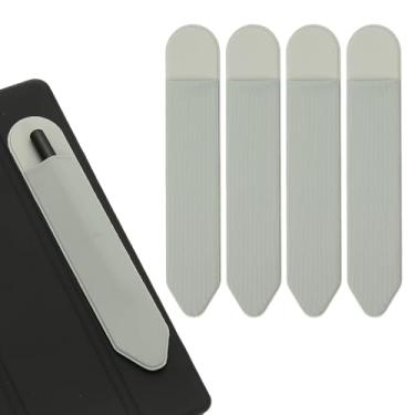 Imagem de PATIKIL Suporte de lápis para caneta, 4 peças, estojo elástico adesivo para caneta, bolsa, bolso elástico, acessórios para tablet, notebook, atividades ao ar livre, cinza