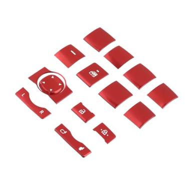 Imagem de Modengzhe Capa de interruptor de janela de carro, 14 peças de liga de alumínio, capa de botão de interruptor de janela elétrica para substituição Toyota RAV4 2019-2022, vermelho