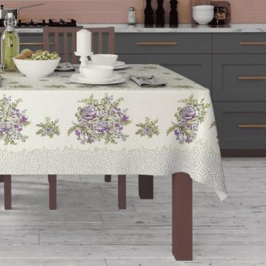 Imagem de Toalha de Mesa Floral Oxford 6 Lugares Retangular – Toalha de Mesa Estampada para Sala de Jantar (Lilas)