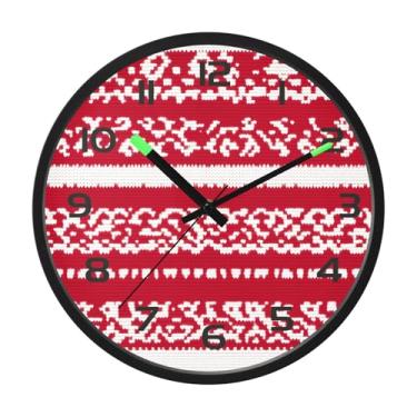 Imagem de CEBUGI Relógio de parede com luz noturna de 30,5 cm que brilha no escuro com sensor de voz, padrões nórdicos tradicionais, relógios de parede operados por bateria para decoração de quarto e sala de