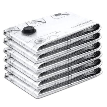 Imagem de 6 sacos de armazenamento a vácuo jumbo, sacos de vedação a vácuo para roupas, sacos de viagem para bagagem, roupas, travesseiros, cobertores, roupa de cama, 40 x 60 cm