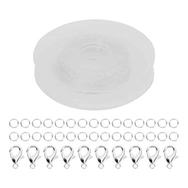 Imagem de Corrente de joias SIWOTED 2x3mm Corrente cruzada de ferro com carretel fivela de lagosta combinação acessórios de joias faça você mesmo (Prata)
