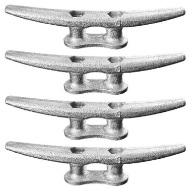 Imagem de Laorde Chuteiras de doca de 15 cm galvanizadas para barco de ferro fundido grampo de corda de grau marítimo para atracação, cais, canoa, decoração marítima náutica, amarração (pacote com 4)