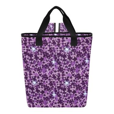 Imagem de Mochila térmica de praia com estrelas purpurinas vibrantes à prova d'água, 36 latas, lancheira para mulheres, isolada 34 x 15 x 16 cm