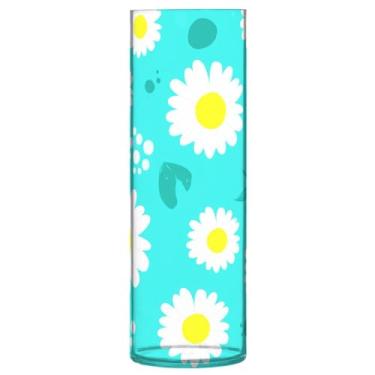 Imagem de CEBUGI Vaso de margarida branca 10 x 30 cm, vaso cilíndrico para flores, vaso transparente inquebrável para decoração de casa de festa de casamento