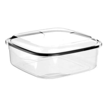 Imagem de Potes Plásticos 1,5 Litros Transparentes Container Quadrado Porta Mantimentos