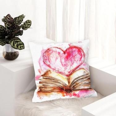 Imagem de Conjunto de 1 capa de almofada decorativa Love para sofá quadrada para dia dos namorados, capa de almofada para casa de fazenda ao ar livre, sofá, sala de estar, quarto, decoração de casa 45 x 45 cm