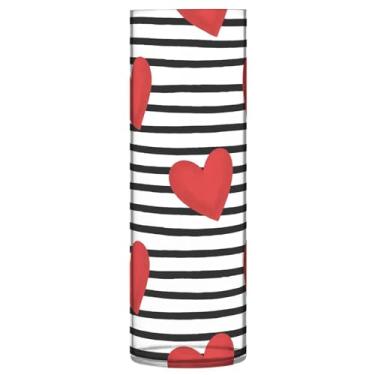 Imagem de CEBUGI Vaso de flores com estampa de corações 10 x 30 cm, vaso cilíndrico para flores, vaso transparente inquebrável para festa de casamento, decoração de casa