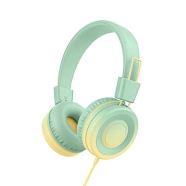 Imagem de Bywulanda Fone de ouvido infantil USB tipo C para escola, volume limitado de 94 dB, som estéreo dobrável, sem emaranhamento, fones de ouvido intra-auriculares para meninos/meninas/estudantes/tablet