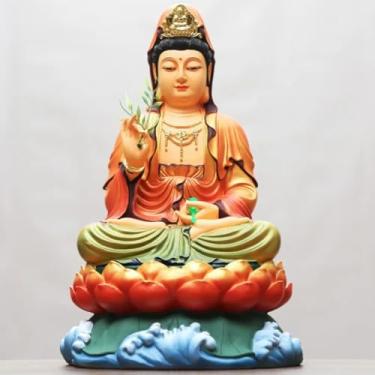 Imagem de FENNYYAR Estátua de Buda de resina Guanyin Bodhisattva Escultura, 30 cm 30 cm, Ornamento Doméstico Decoração Artesanato
